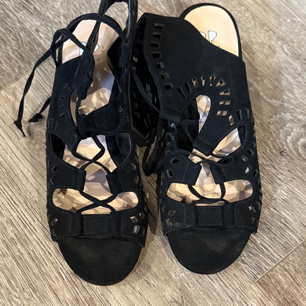 BP Black Women's Lace-Up Sandals Size 6!